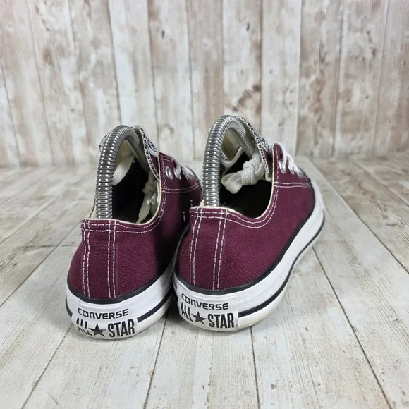 Converse All Star Maroon Low Top Canvas Sneakers Women's Size 7 Casual Shoes - Picture 3 of 8